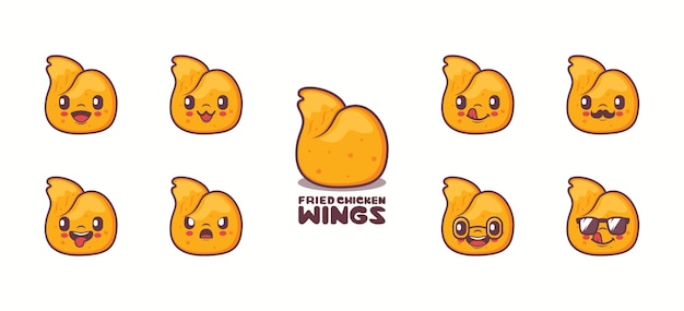 fried chicken wings cartoon food vector illustration