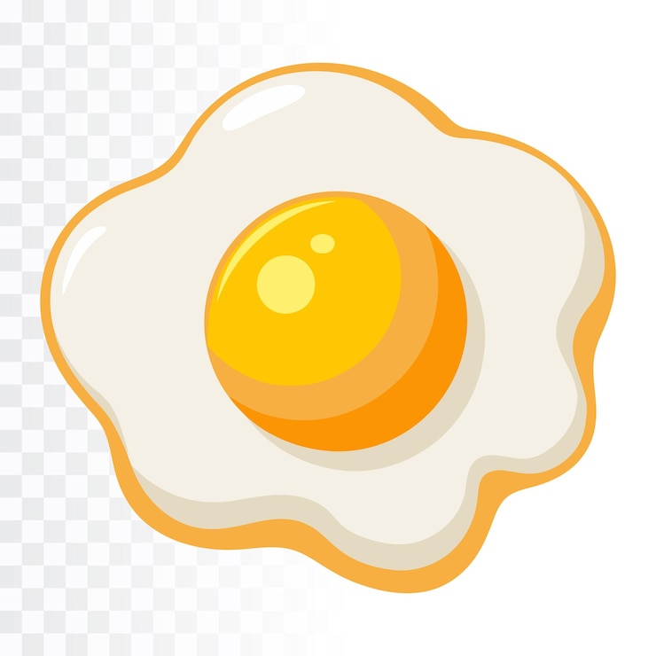 Vector fried eggs flat vector illustration on transparent background