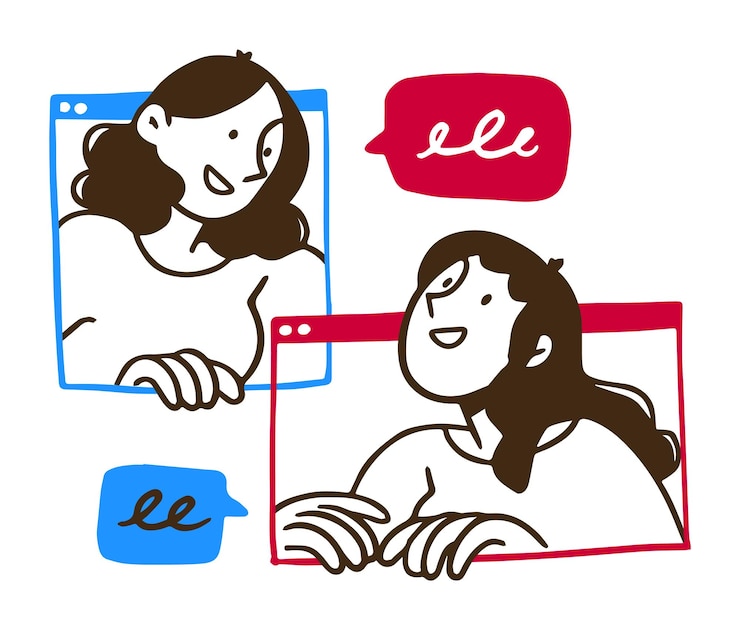 Vector friendly online chat concept illustration