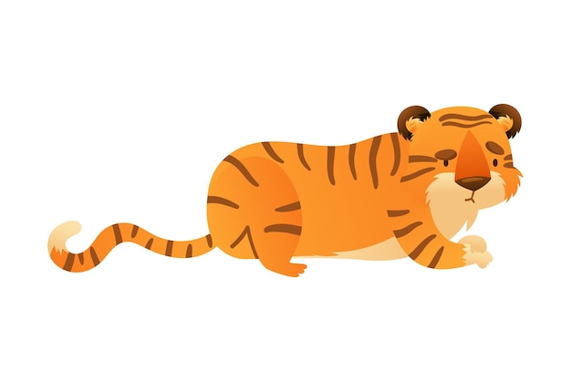 Friendly tiger jungle wild predator animal cartoon vector illustration
