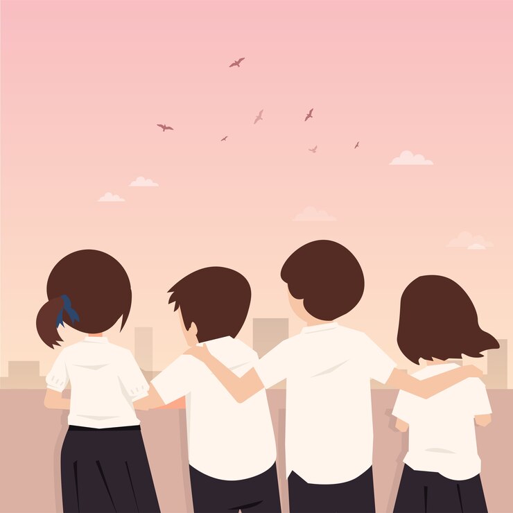 Vector friendship forever thai student character vector illustration