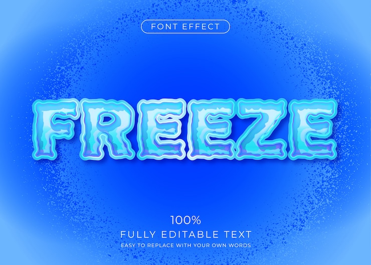 Vector frozen text effect. editable font style