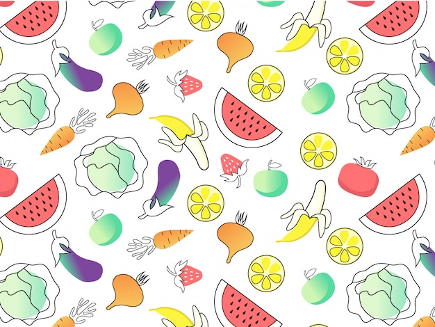Fruits and vegetables seamless pattern