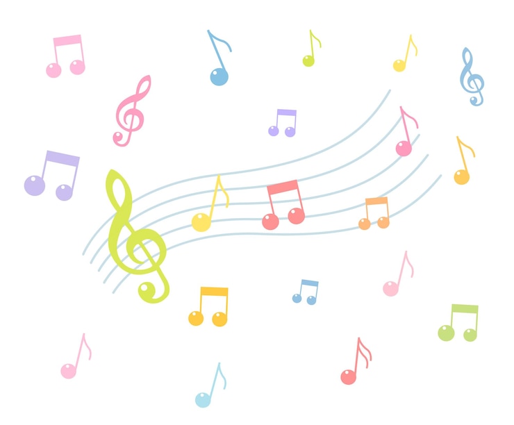 full of decoration papers and note illustration set Decoration elements school musical music