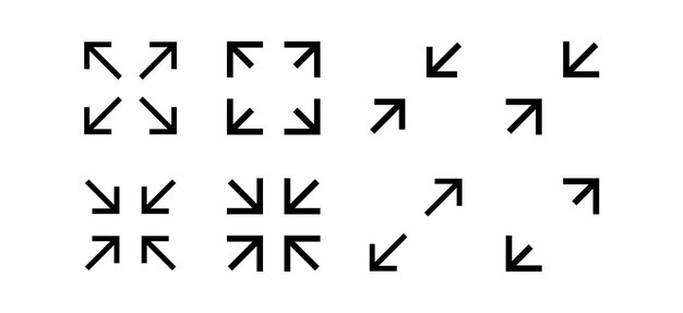 Fullscreen vector icon with arrows expand maximize and minimize signs for screen vector illustration