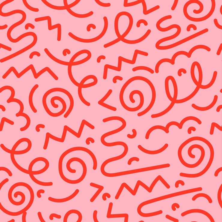 Fun line doodle seamless pattern Creative abstract squigglestyle drawing background for children