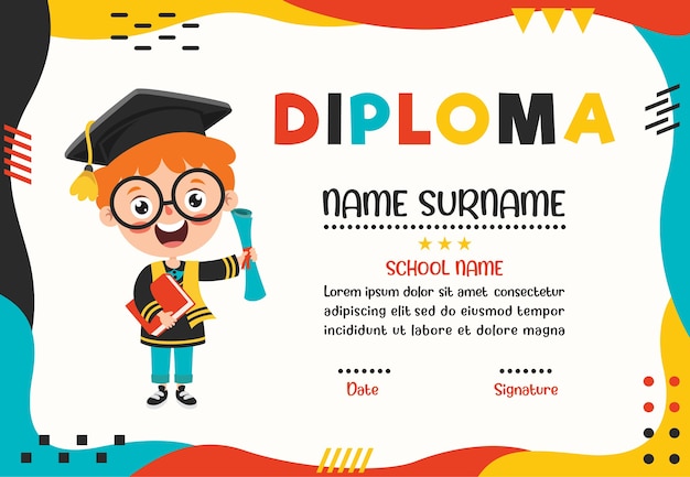 Funny Little School Kid Character