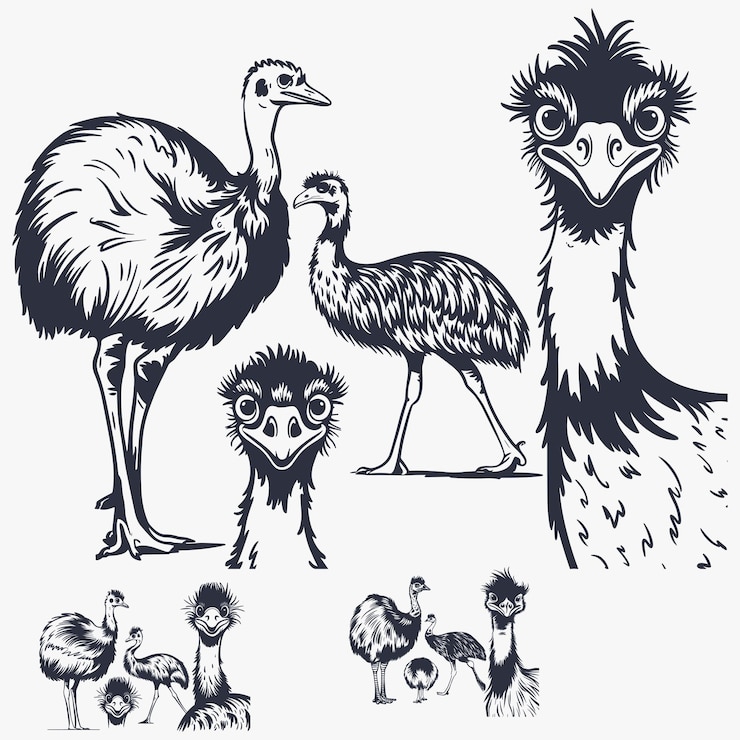 Vector funny ostrich svg file for cricut emu clipart australian bird vector animal peeking head png ts