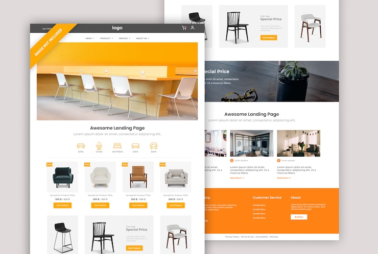 Vector furniture web design landing page
