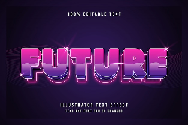 Future,3d editable purple gradation pink pattern text effect modern shadow neon style
