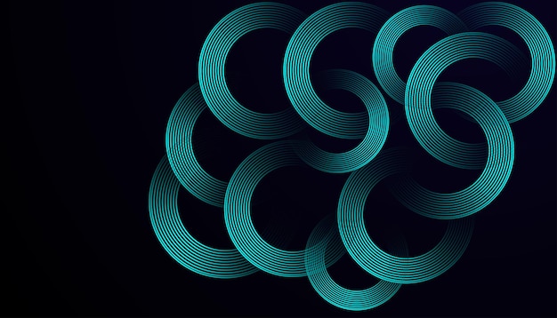 Futuristic Abstract Background with Circular Interconnected Cyan Lines on a Dark Gradient Creating a Sleek Minimal and Modern Design for Business and Technology Branding