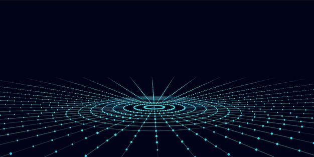 futuristic circular flow of particles digital cyberspace network connections structure vector illustration