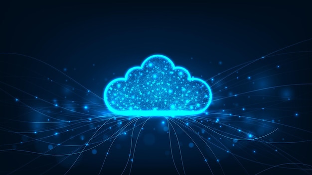 futuristic cloud strorage internet cyber technology abstract cloud connection on blue background