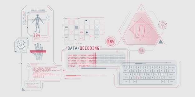 Futuristic hud interface for entering and decoding personal data