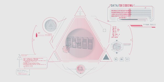 Futuristic hud interface for processing server data