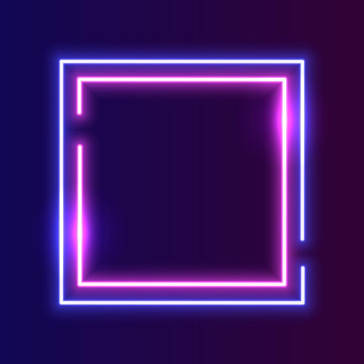 Vector futuristic neon frame border blue and pink neon glowing background
