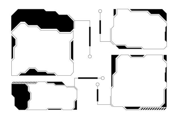 futuristic tech hud frames with circuit elements digital callouts cyberpunk sci fi