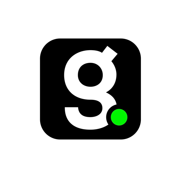 Vector g company name initial letters monogram g with green dot icon