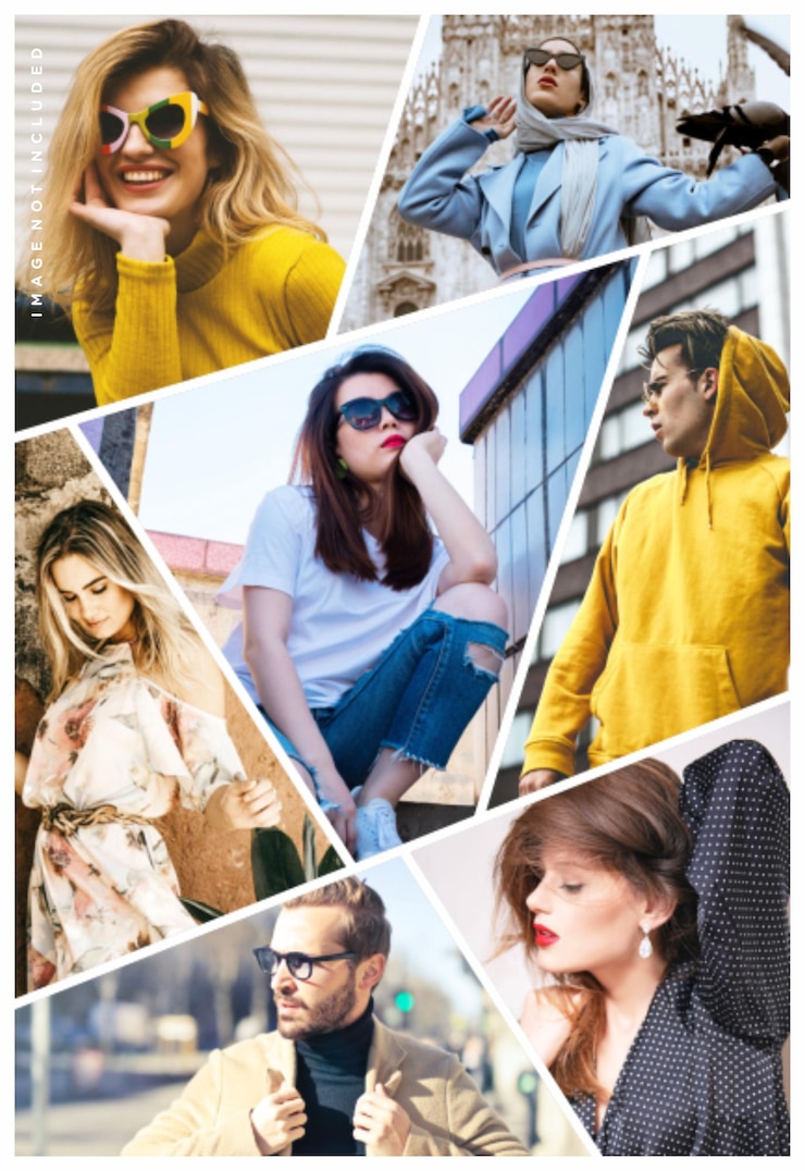 Vector gambar atau foto mode bingkai kolase dan templat dinding foto digital
