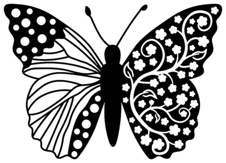 Vector gambar kupu-kupu bunga