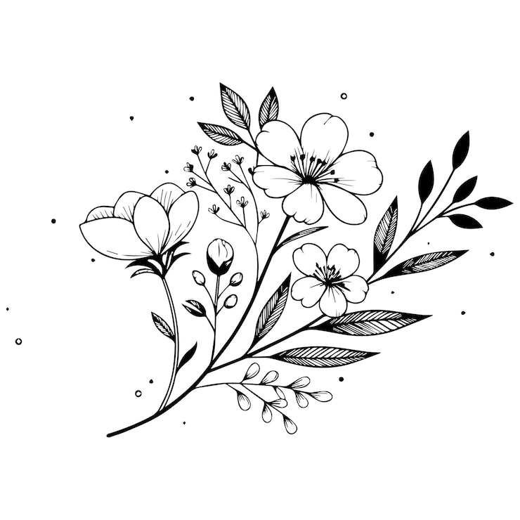 Vector gambar sketsa grafik botani minimal