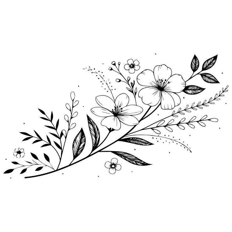 Vector gambar sketsa grafik botani minimal