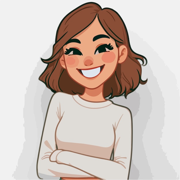 Gambar vektor wanita dengan ekspresi gembira