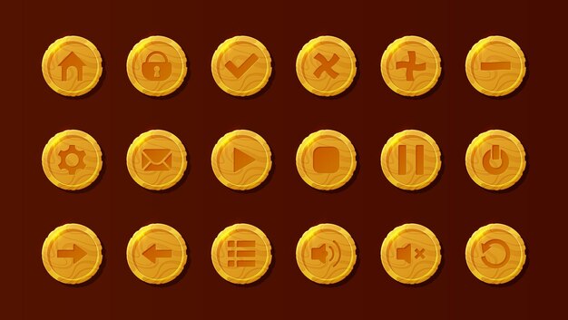 Game buttons designed for web and mobile games or applications