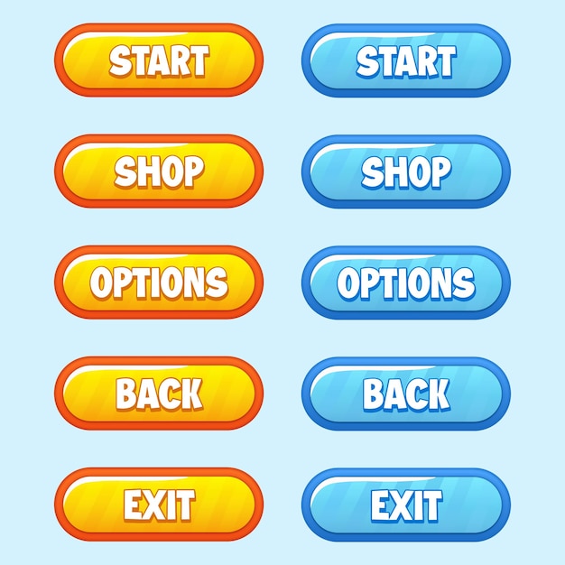 game buttons with editable text effect. design elements, menu and assets for user interface.