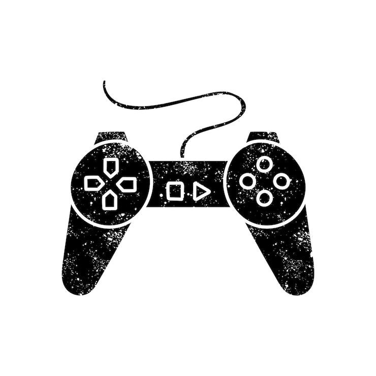 Vector game controller black hand drawn icon in grunge look