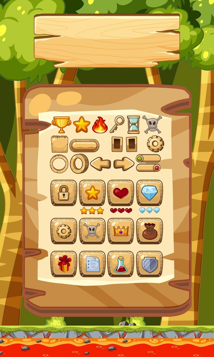 Vector game icons template on mobile game