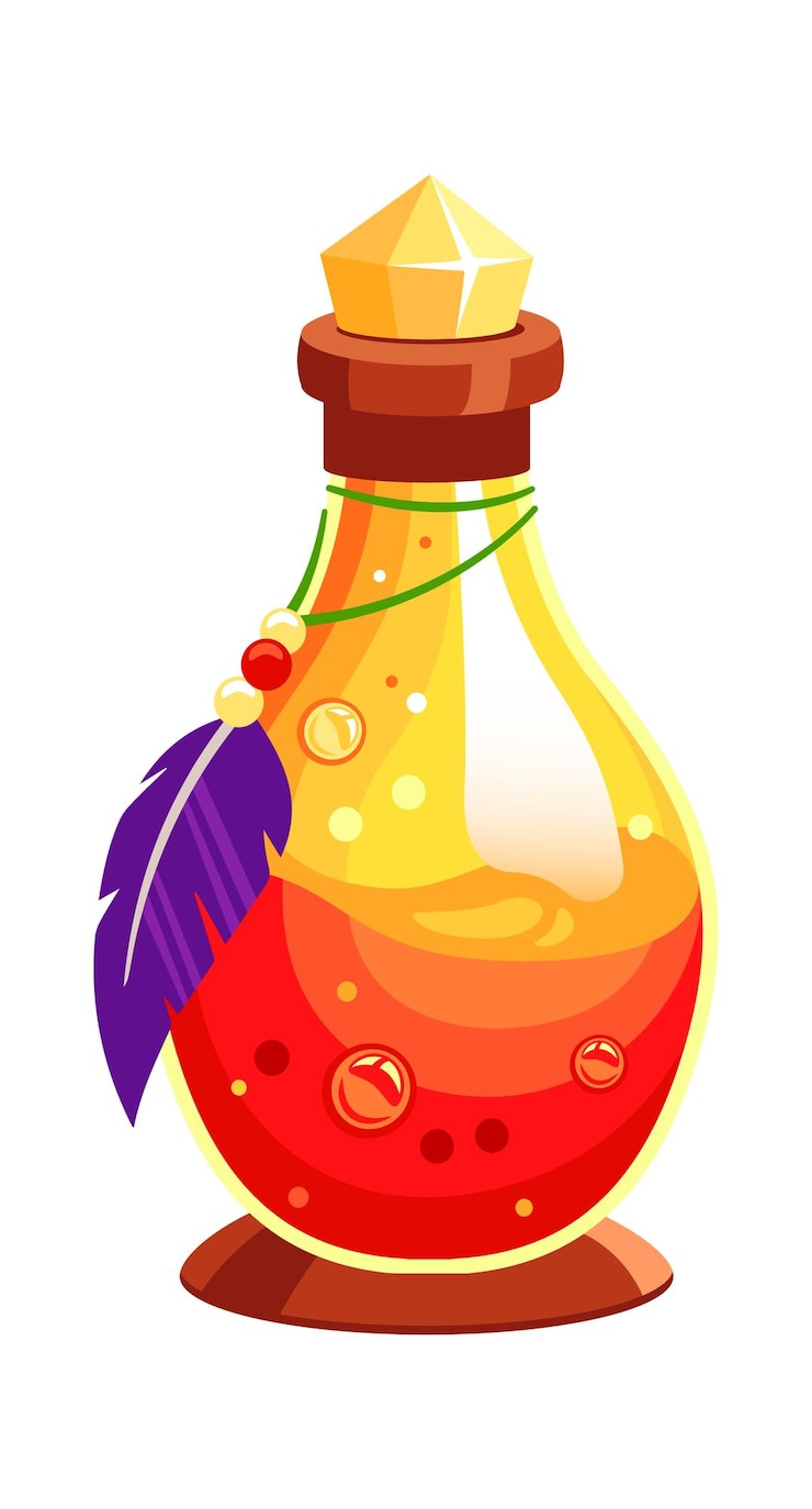Vector game potion vessel with feather