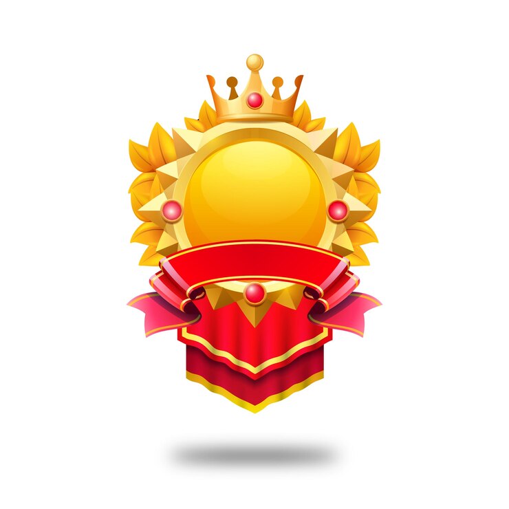 Game rank badge game level icon medal and frame red