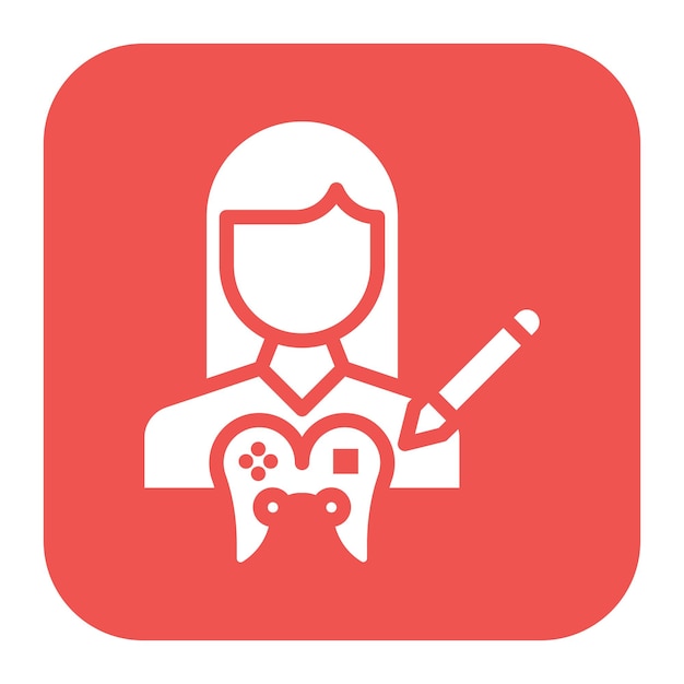 Game Script Writer Female icon vector image Can be used for Game Development