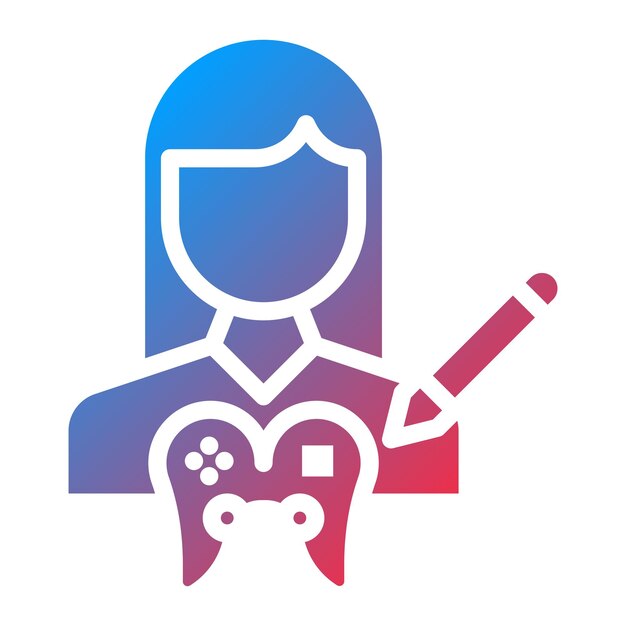 Game Script Writer Female icon vector image Can be used for Game Development