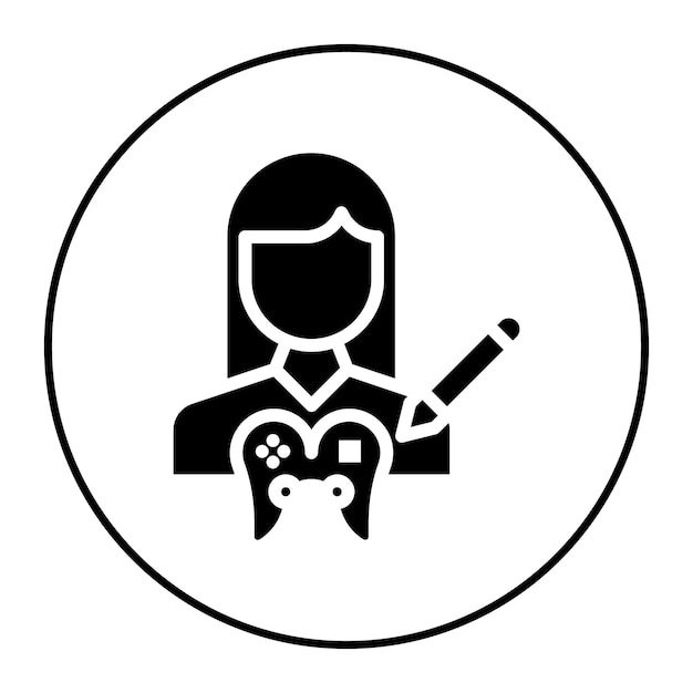 Game Script Writer Female icon vector image Can be used for Game Development