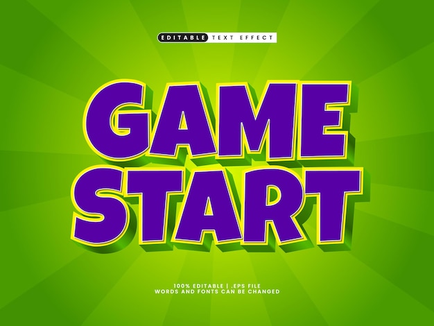 game start editable text effect in game and toys text effect