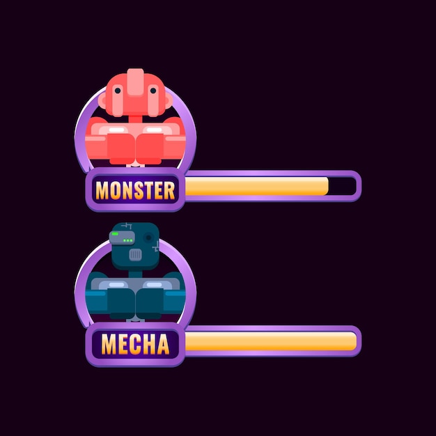 Game ui border frame with level and progress bar
