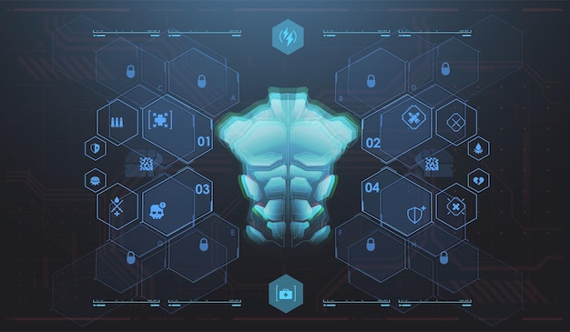 Game UI elements in cyber style Futuristic interface ui Holographic hud user interface elements