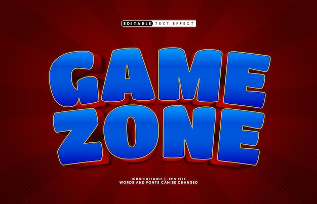game zone editable text effect with a play and game text style