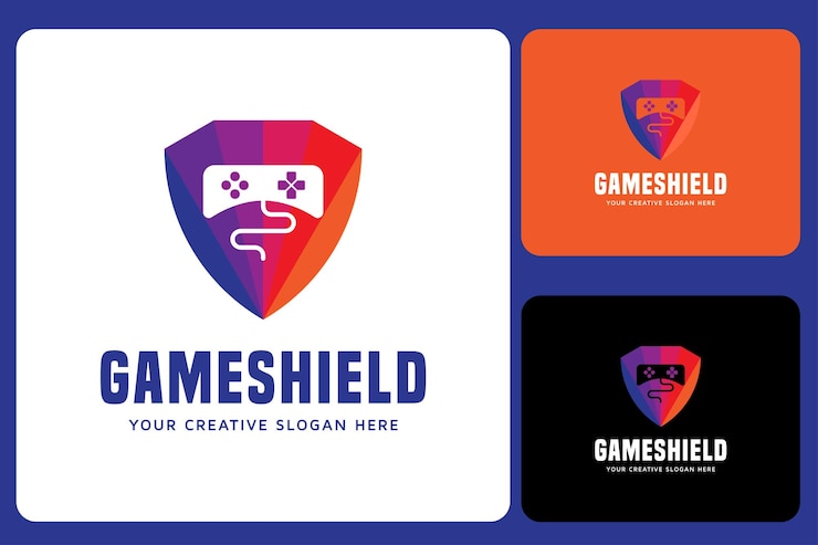 Vector games shield logo design template esports team or game tournament