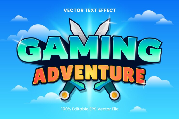 Vector gaming adventure editable vector text effect