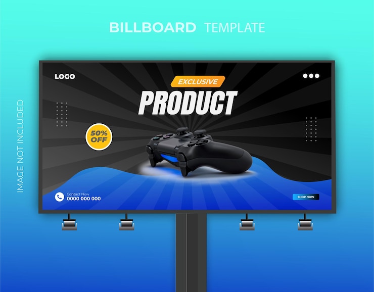 Vector gaming billboard banner design template