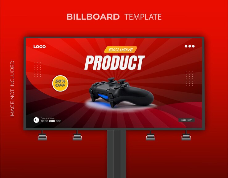 Vector gaming billboard banner design template