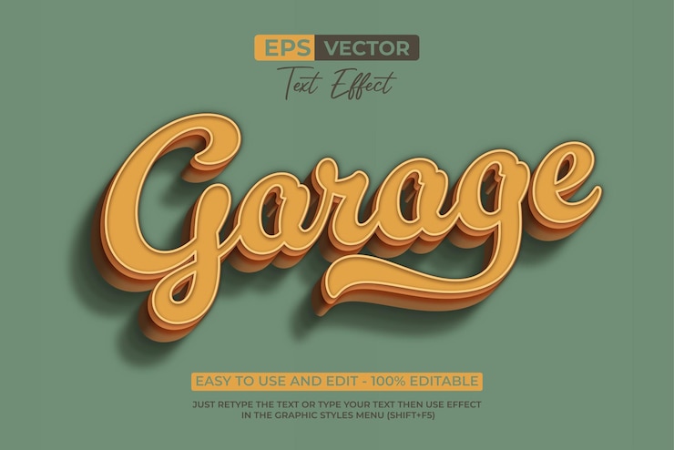 Vector garage text effect vintage style editable text effect