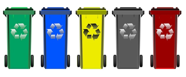 Garbage in trash cans with sorted garbage vector icons ESP 10
