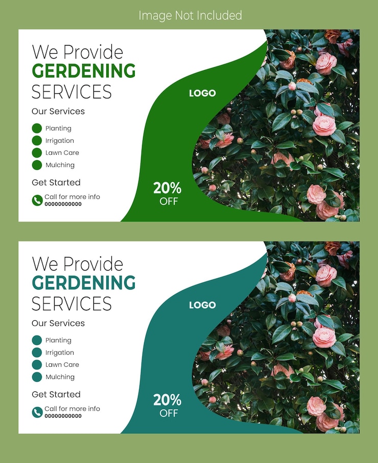 Vector gardening services promotion with 20 off