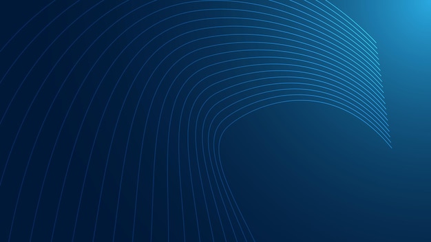 Garis gelombang abstrak berwarna-warni biru terisolasi pada konsep latar belakang gelap dari teknologi AI digital