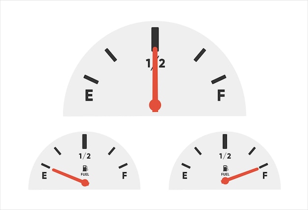 Gas tank gauge. Set of Fuel gauge scales. Fuel meter. Fuel indicator. Oil level tank bar meter.