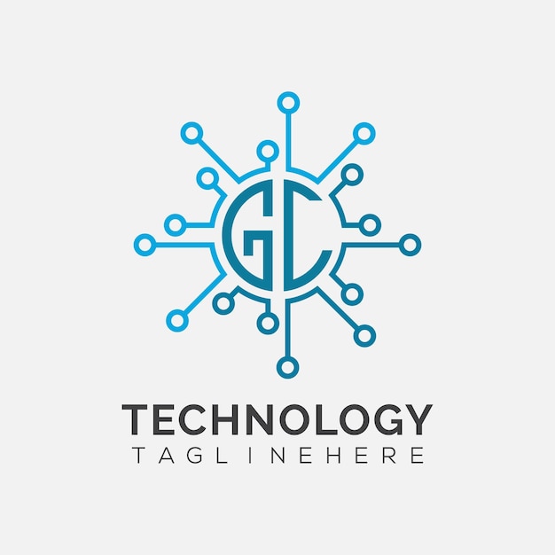GC initial monogram for technology logo with circle style design
